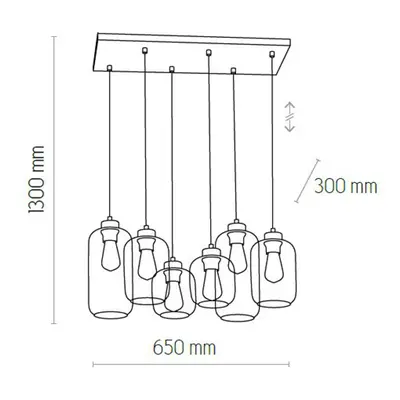 TK Lighting Závěsné svítidlo Marco Green, 6 světel čirá/zelená/hnědá