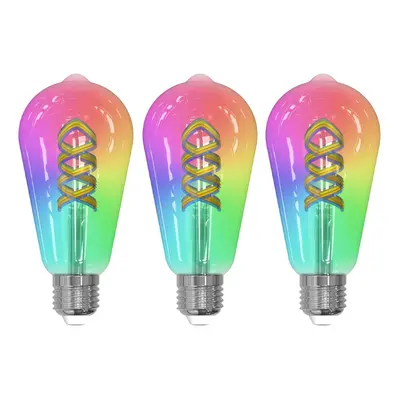 LUUMR LUUMR Smart LED žárovka Sada 3 žárovek E27 ST64 4W RGB čirá Tuya