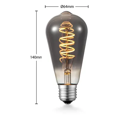 Lucande Lucande LED žárovka E27 ST64 4W 1800K stmívatelná titanová