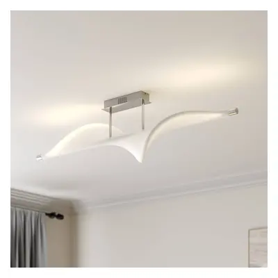 Lucande Stropní svítidlo Lucande LED Edano, 122 cm, bílé, textilní, stmívatelné