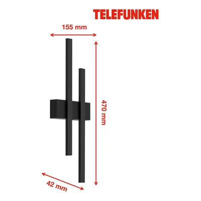 Telefunken LED venkovní nástěnné Graz nepřímé 2 zdroje černá