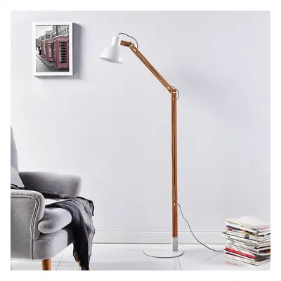 Lindby Stojací lampa Lindby Shivanja, dřevo, nastavitelná, 146 cm, E27