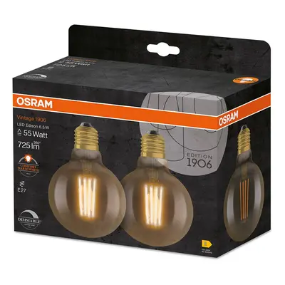 OSRAM OSRAM Vintage 1906 LED globe E27 6,5W dim 2ks