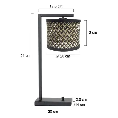 Steinhauer Stolní lampa Stang 3715ZW, černá/přírodní proutí