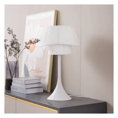 Lindby Stolní lampa Lindby Eryndor, bílá, textil, Ø 30 cm, E27