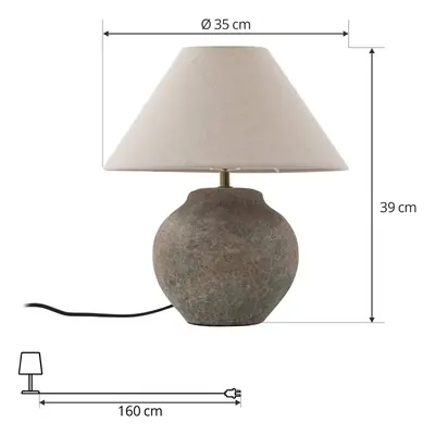 Lucande Stolní lampa Lucande Thalorin, výška 39 cm, hnědá, keramika