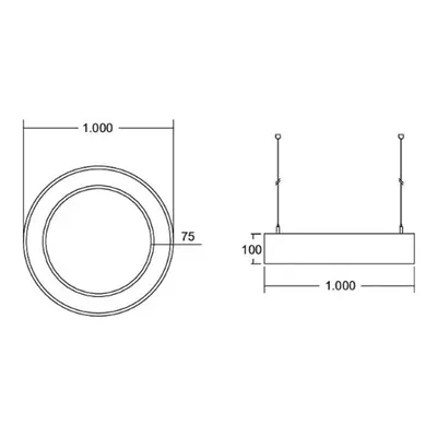 BRUMBERG BRUMBERG Biro Circle Ring direct on/off 100cm černý 3000 K