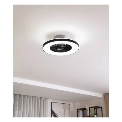 Lindby Stropní ventilátor Lindby Smart LED Paavo, černý, tichý,Tuya