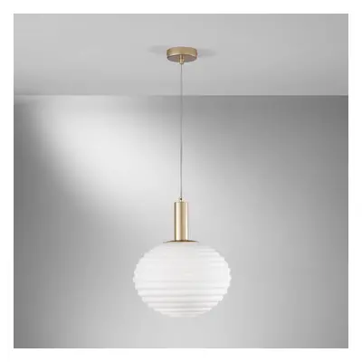 Eco-Light Závěsné svítidlo Ripple, zlatá barva/opál, Ø 32 cm