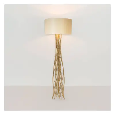 Holländer Stojací lampa Capri, zlatá/ecru, výška 155 cm, kované železo