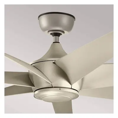 KICHLER Stropní ventilátor Lehr2, IP44, stříbrný antický, Ø 137 cm