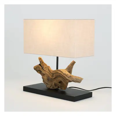 Holländer Stolní lampa Lipari, barva dřeva/béžová, výška 41 cm, len