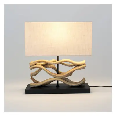 Holländer Stolní lampa Panarea, barva dřeva/béžová, výška 42 cm, dřevo