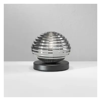 Eco-Light Stolní lampa Ripple, černá/kouřově šedá, Ø 18 cm