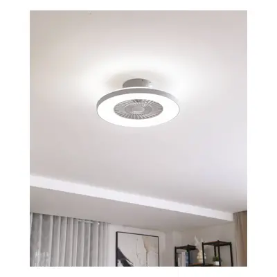 Lindby Stropní ventilátor Lindby Smart LED Paavo, šedý, tichý, Tuya