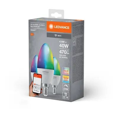 LEDVANCE SMART+ LEDVANCE SMART+ LED, svíčka, E14, 4,9 W, CCT, RGB, WiFi, 3 ks