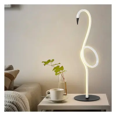 Elstead Stolní lampa LED Flamingo, bílá, kov, výška 50 cm