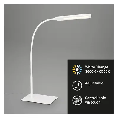 Briloner LED stolní lampa Servo, stmívatelná, CCT, bílá