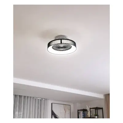 Lindby Stropní ventilátor Lindby LED Mace, černý, tichý, Ø 47 cm