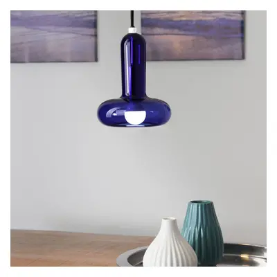 Eco-Light Závěsné svítidlo Perseus, modrá barva, Ø 15 cm, sklo, stmívatelné