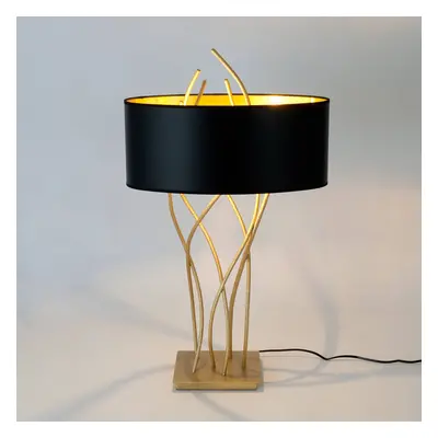 Holländer Oválná stolní lampa Elba, zlatá/černá, výška 75 cm, železo