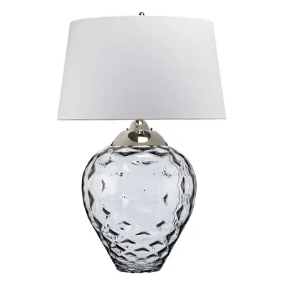 Quintiesse Stolní lampa Samara, Ø 51 cm, šedá, látka, sklo, 2 světla