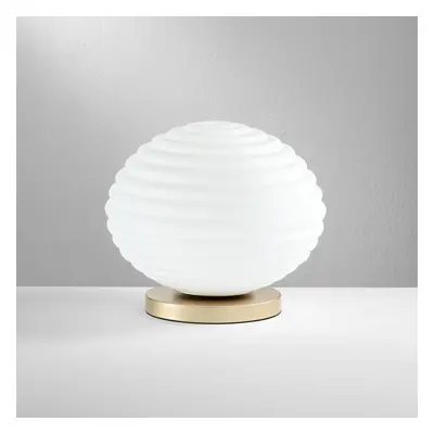 Eco-Light Stolní lampa Ripple, zlatá barva/opál, Ø 32 cm