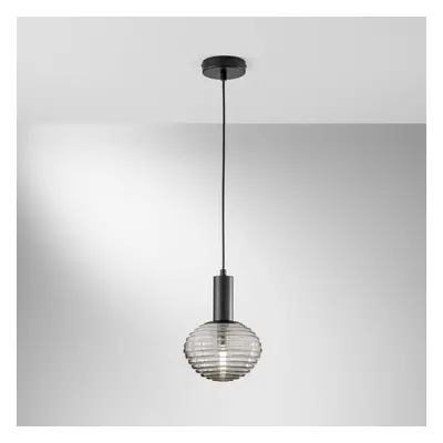 Eco-Light Závěsné světlo Ripple, černá/kouřově šedá, Ø 18 cm