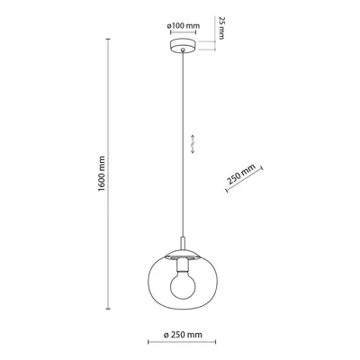 TK Lighting Závěsné svítidlo Vibe, čiré sklo, Ø 25 cm