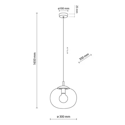 TK Lighting Závěsné svítidlo Vibe, grafitově šedé průhledné sklo, Ø 30 cm