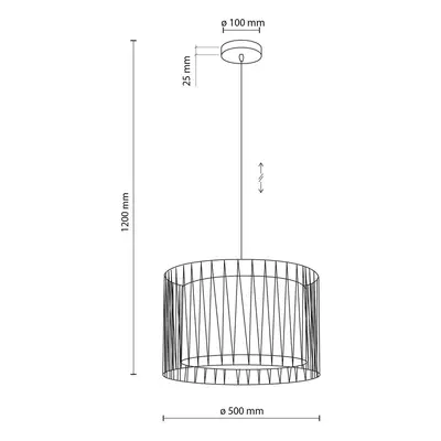 TK Lighting Závěsné svítidlo Harmony, černá barva, přírodní juta, Ø 50 cm