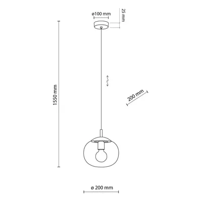 TK Lighting Závěsné svítidlo Vibe, čiré sklo, Ø 20 cm