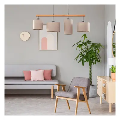 TK Lighting Závěsné světlo Deva Nature, 4 zdroje, textil