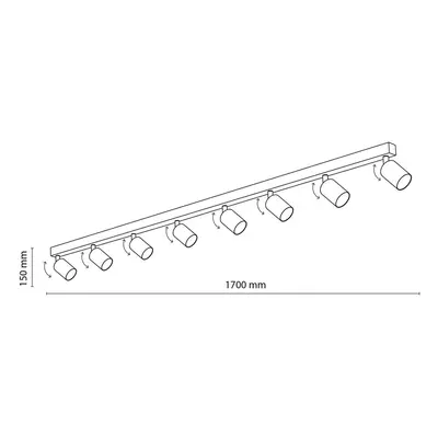 TK Lighting Stropní bodové topení, nastavitelné, hnědé, osmiplamenné lineární