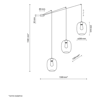 TK Lighting Závěsné svítidlo Elio, sklo, hnědá/čirá/šedá, 3 světla, decentralizované