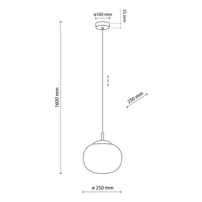 TK Lighting Závěsné svítidlo Vibe, opálové bílé sklo, Ø 25 cm