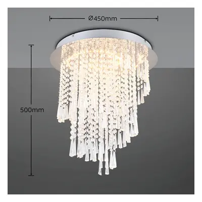 Reality Leuchten LED stropní svítidlo Pomp, Ø 45 cm, chrom, akryl/kov, CCT