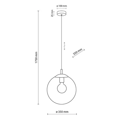 TK Lighting Závěsné svítidlo Esme, sklo, grafitově průhledné, 1 světlo, Ø 35 cm