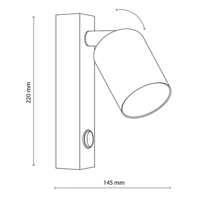 TK Lighting Nástěnný bod Top, nastavitelný, vypínač, hnědý, jednoplamenný