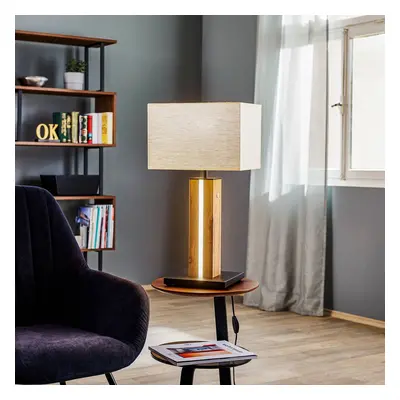 BRITOP Stolní lampa Elegance, stmívatelná, dub, béžová