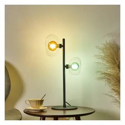 Eco-Light Stolní lampa Uranus jantarová/zelená, výška 45 cm, 2 světla, sklo