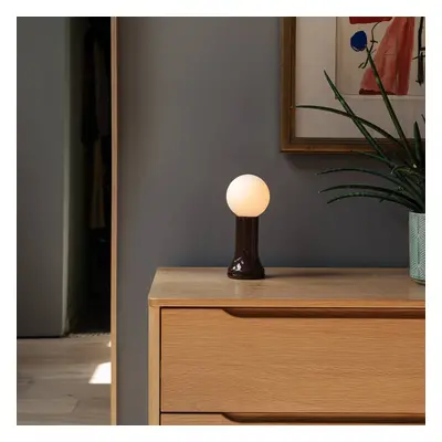 Tala Stolní lampa Tala Shore, sklo, E27 LED žárovka Globe, hnědá