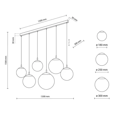 TK Lighting Závěsné svítidlo Esme, opálové sklo, šestisvětlo, lineární