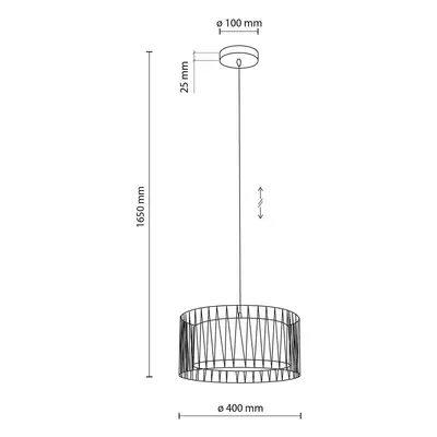 TK Lighting Závěsné svítidlo Harmony, černá barva, přírodní juta, Ø 40 cm