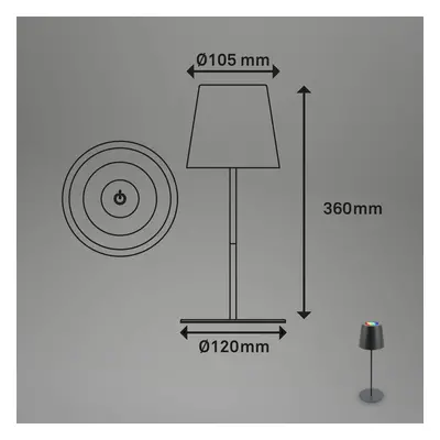 Briloner LED stolní dobíjecí lampa 7507015, antracitová RGBW IP44 dotykový stmívač