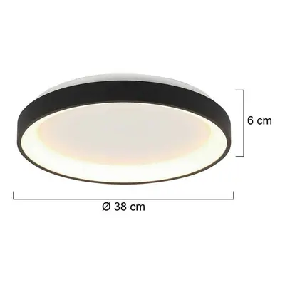 Steinhauer Stropní svítidlo Ringlede LED, černé, výška 6 cm, Ø 38 cm