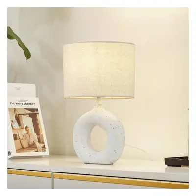 Lindby Stolní lampa Lindby Kody, béžová barva, textil, keramika, 37 cm