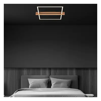 Briloner Stropní svítidlo Moldura LED, 43x35 cm, dřevo, kov, černá barva