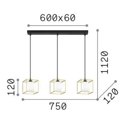 Ideallux Závěsná lampa Ideal Lux Lingotto, 3 světla, 3 klece, černá