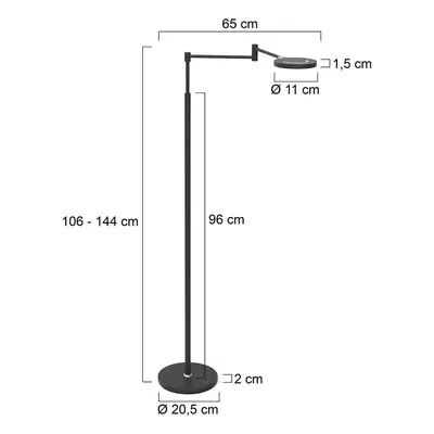 Steinhauer LED dobíjecí stojací lampa Soleil, černá, kov, stmívač